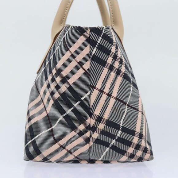 BURBERRY Nova Check Blue Label Hand Bag Nylon Gray Pink Auth - Picture 5 of 16
